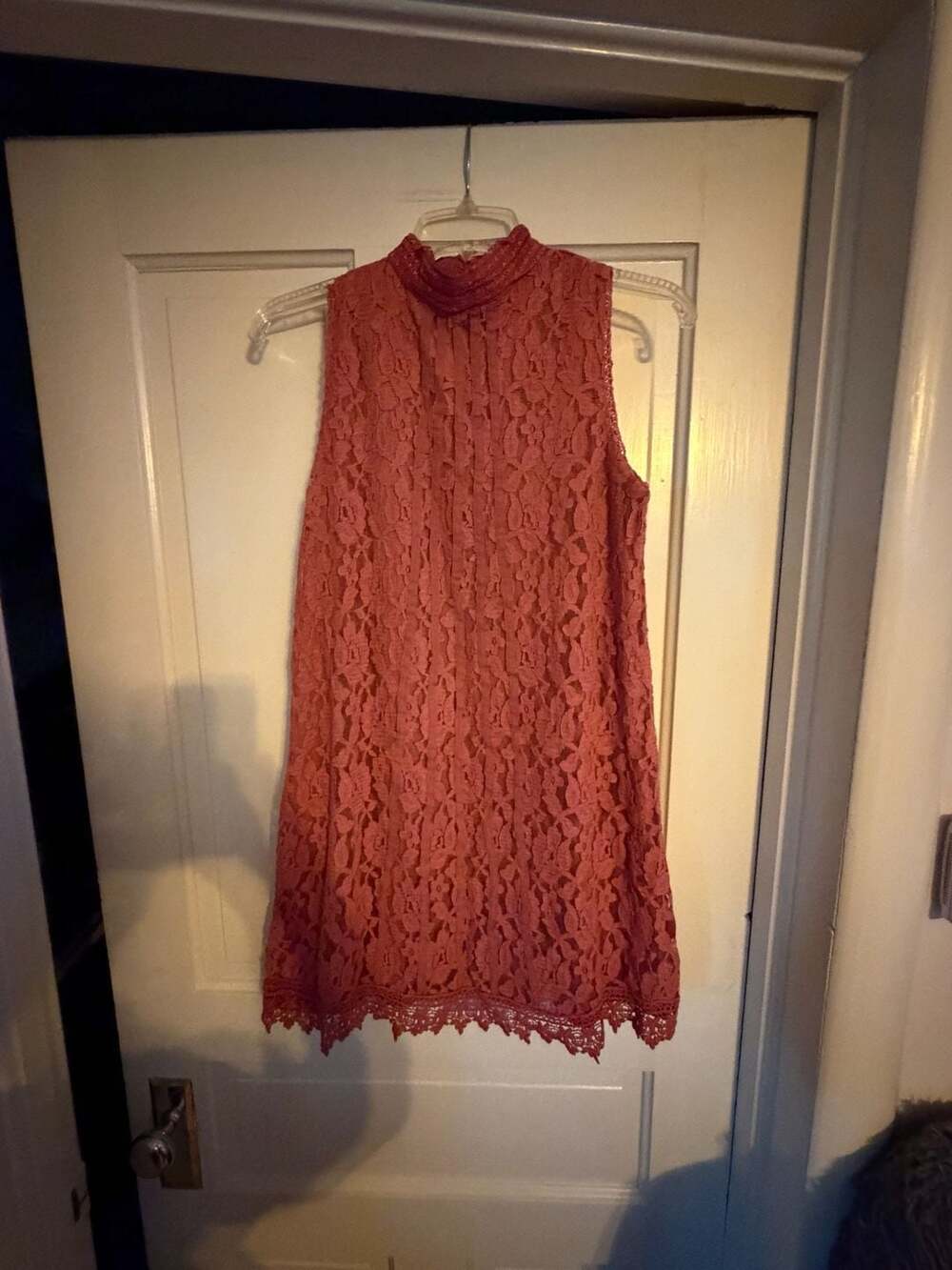Xhilaration Lace Shift Dress Size S Pink Mock Neck Sleeveless